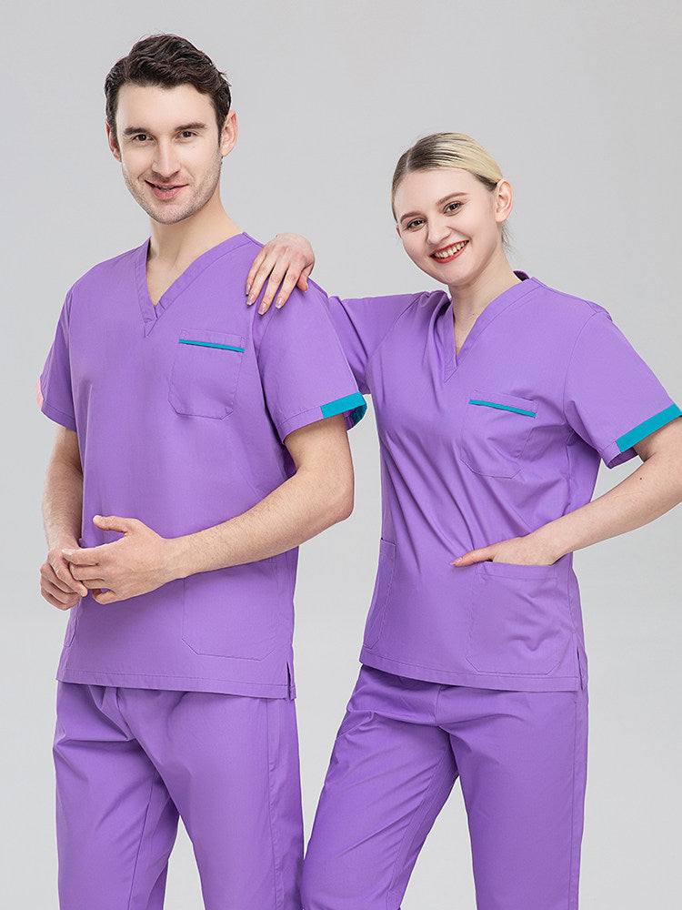 Nurse uniform split set, plastic surgeon, dentistry, oral surgery, operating room workwear, hospital hand-washing gown, short-sleeve