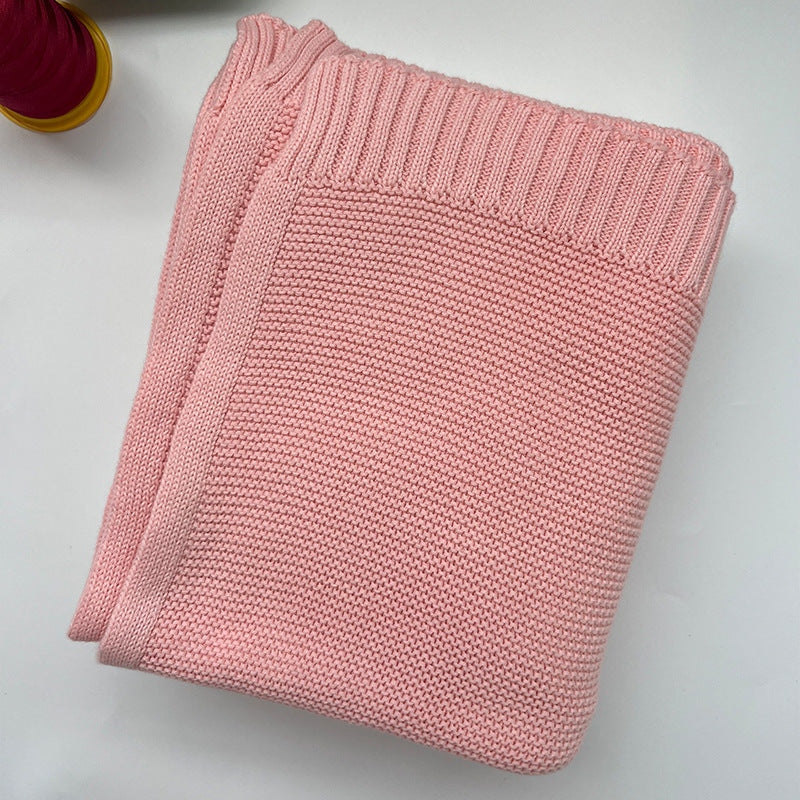 Pink knit baby blanket, plain color option