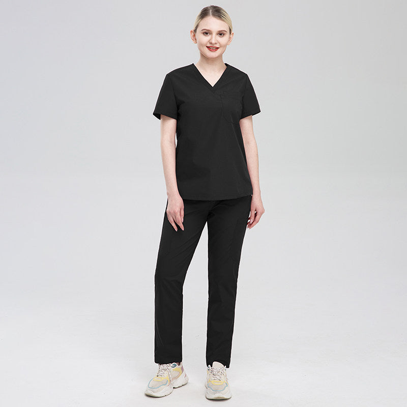 Nian Qing high quality solid color male and female surgeon uniforms, nurse uniforms, short sleeve surgical pets, hospital clinic overalls