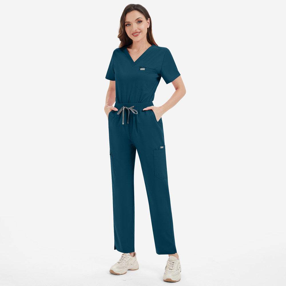 Nian Qing operating room hand washing clothes solid color V-neck hospital doctor nurse SPA beauty salon high-quality nurse uniform