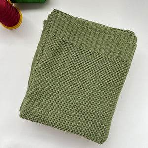 Pea Green knit baby blanket, plain color option