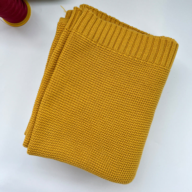 Mustard knit baby blanket, plain color option
