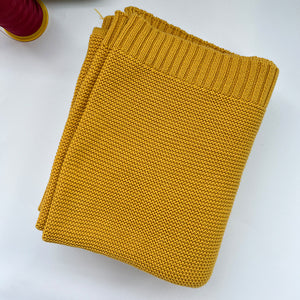 Mustard knit baby blanket, plain color option