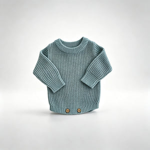 Gray Blue – Classic Hem knit baby romper