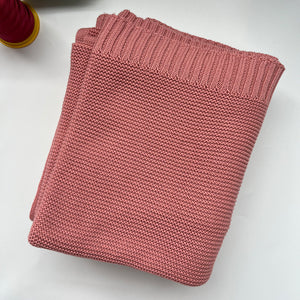 Rose Pink knit baby blanket, plain color option