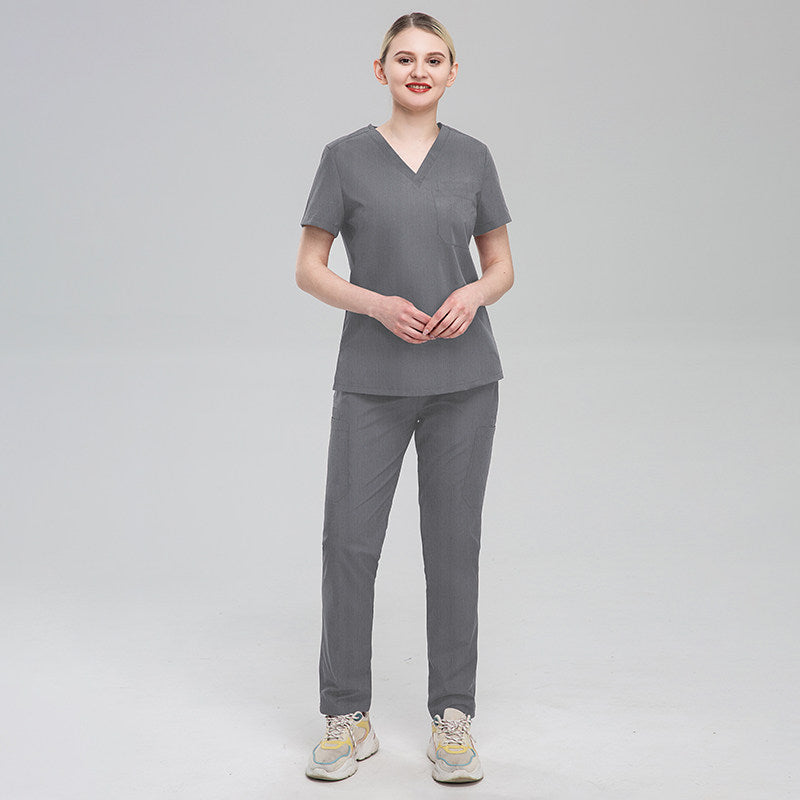 Nian Qing high quality solid color male and female surgeon uniforms, nurse uniforms, short sleeve surgical pets, hospital clinic overalls