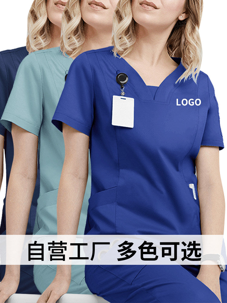 Casual and simple surgical gown set, doctor and nurse uniform, beauty salon, dental hospital work clothes, hand washing clothes two-piece set