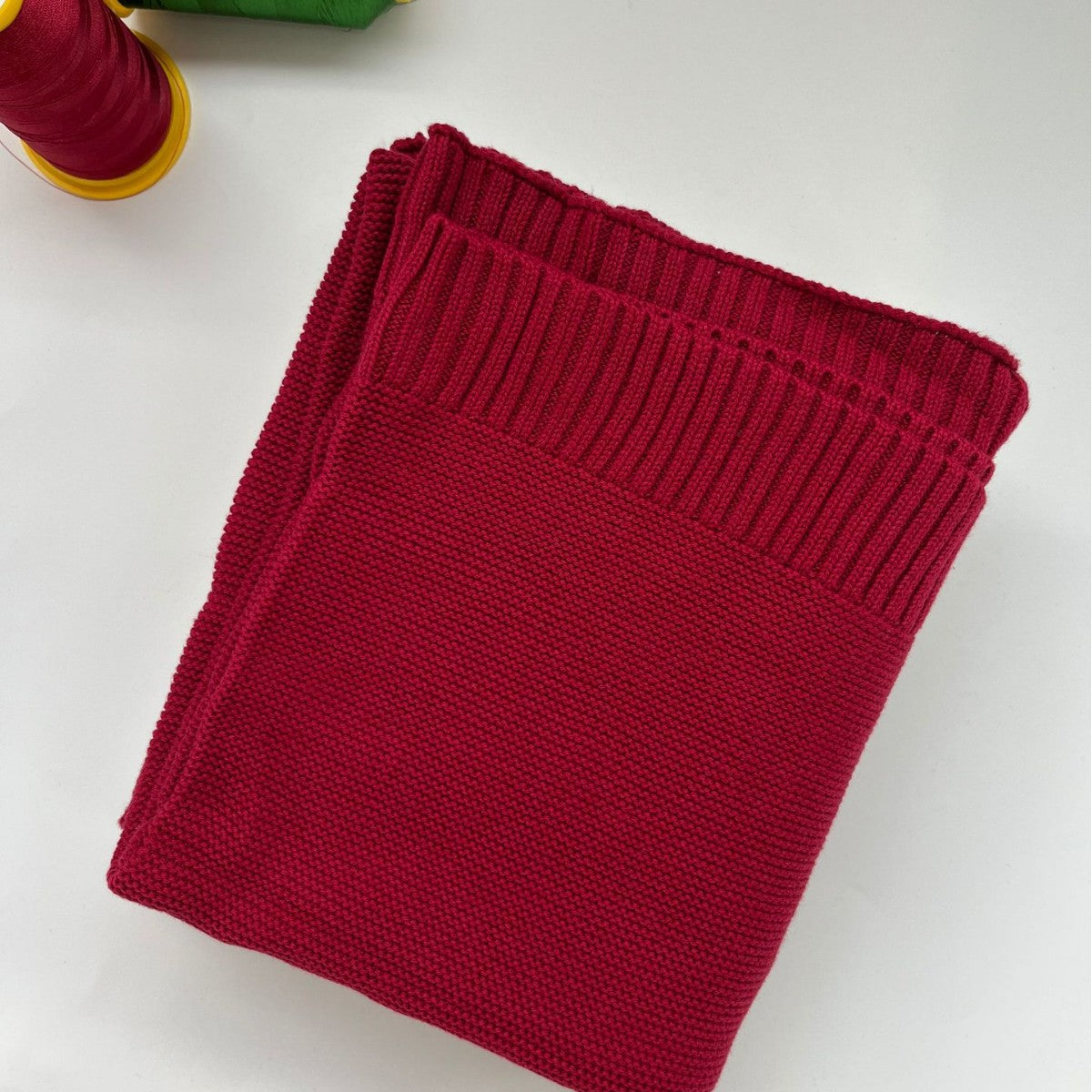 Red knit baby blanket, plain color option