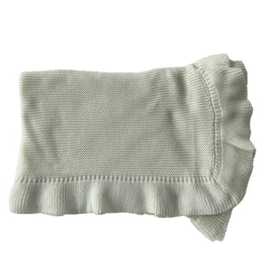 Sage ruffle knit baby blanket, plain