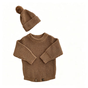 Khaki – Classic Hem + 2-Piece Set knit baby romper