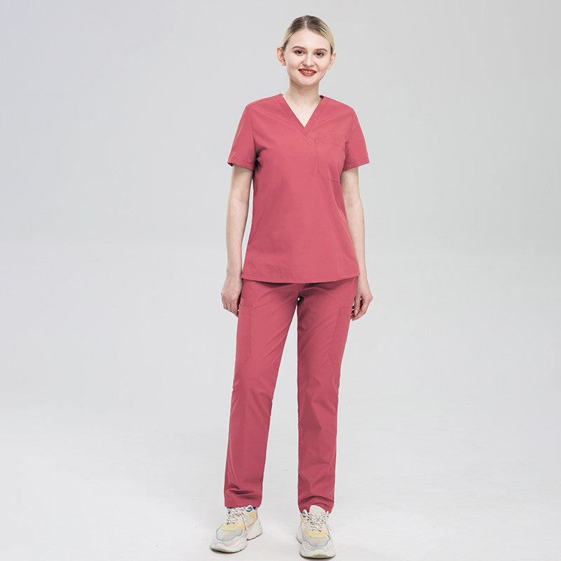 Nian Qing high quality solid color male and female surgeon uniforms, nurse uniforms, short sleeve surgical pets, hospital clinic overalls