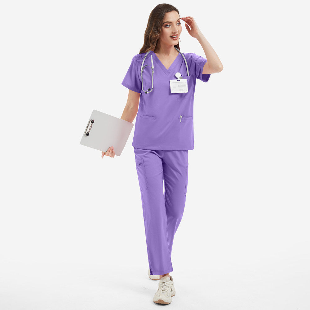 Nian Qing operating room hand washing clothes solid color V-neck hospital doctor nurse SPA beauty salon high-quality nurse uniform