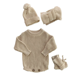 Apricot – Classic Hem + 4-Piece Set knit baby romper