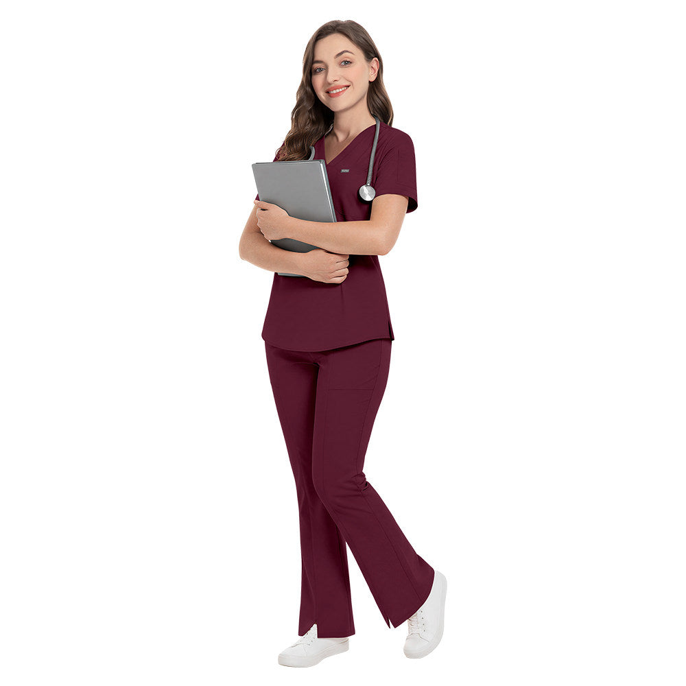 Stretch slim-fit nurse uniform split set, women's short-sleeve medical work clothes, surgical gowns, doctor's brush gloves, and hand wash gowns