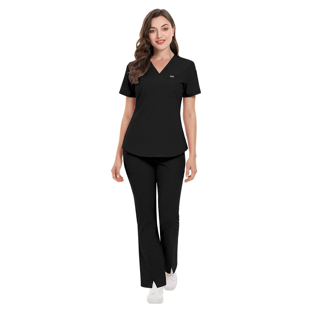 Stretch slim-fit nurse uniform split set, women's short-sleeve medical work clothes, surgical gowns, doctor's brush gloves, and hand wash gowns