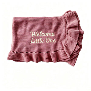 Rose Pink knit baby blanket, plain color option