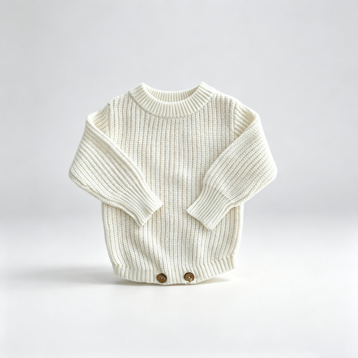 White – Classic Hem knit baby romper