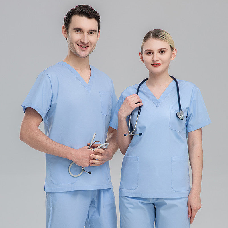 Plus size solid color polyester cotton overalls short sleeve hand clothes hand clothes hand clothes brush hand clothes surgical clothes dental brush hand clothes women
