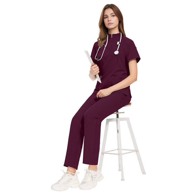 Temperament style stand-up collar hand washing clothes Hospital doctors and nurses beauty salon nurse uniforms work clothes solid color surgical clothes are quick-drying