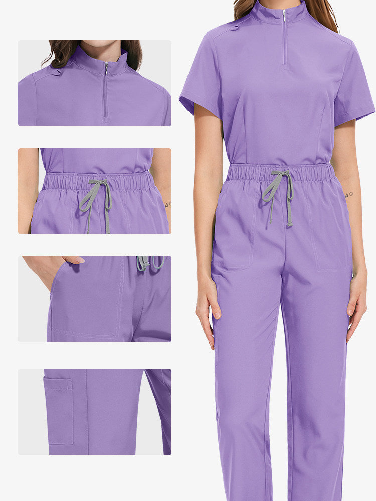 Temperament style stand-up collar hand washing clothes Hospital doctors and nurses beauty salon nurse uniforms work clothes solid color surgical clothes are quick-drying