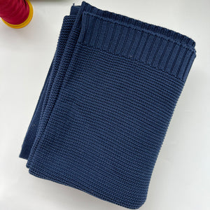 Navy knit baby blanket, plain color option