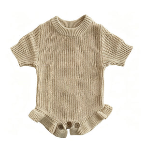 Apricot – Ruffle Hem knit baby romper