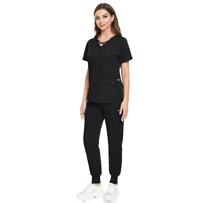 Hospital operating room surgical gown set, women's slim-fit nurse uniform, elastic quick-dry hand sanitizer, beauty salon work uniform