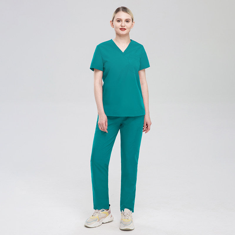 Nian Qing high quality solid color male and female surgeon uniforms, nurse uniforms, short sleeve surgical pets, hospital clinic overalls