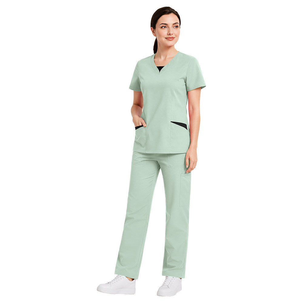 New V-neck short-sleeve doctor surgical gown, hand-washing gown, breathable and comfortable nurse suit, hospital work wear split set