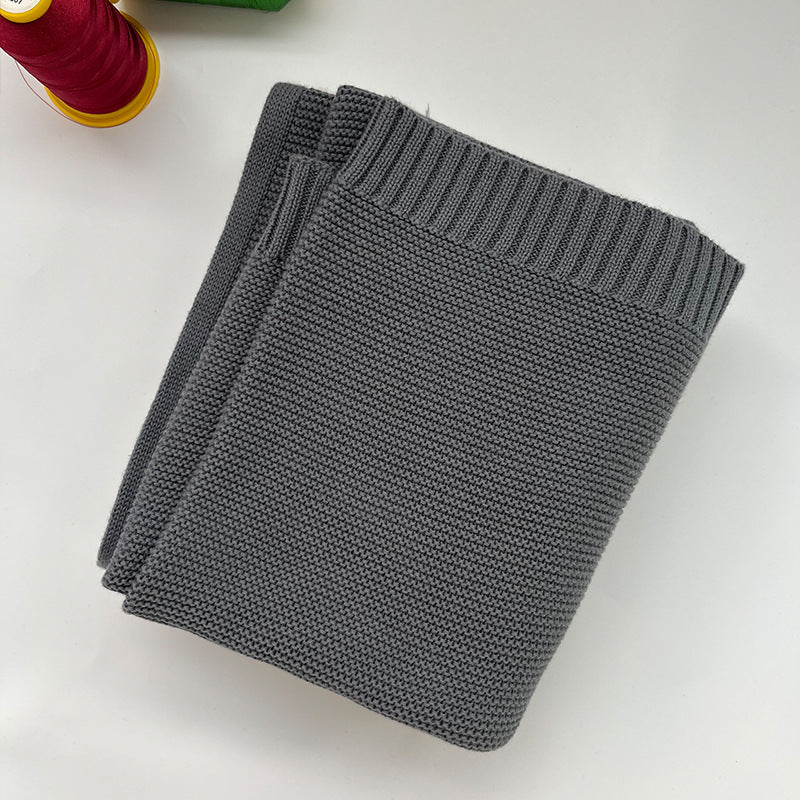 Dark gray cotton knit baby blanket, plain color option