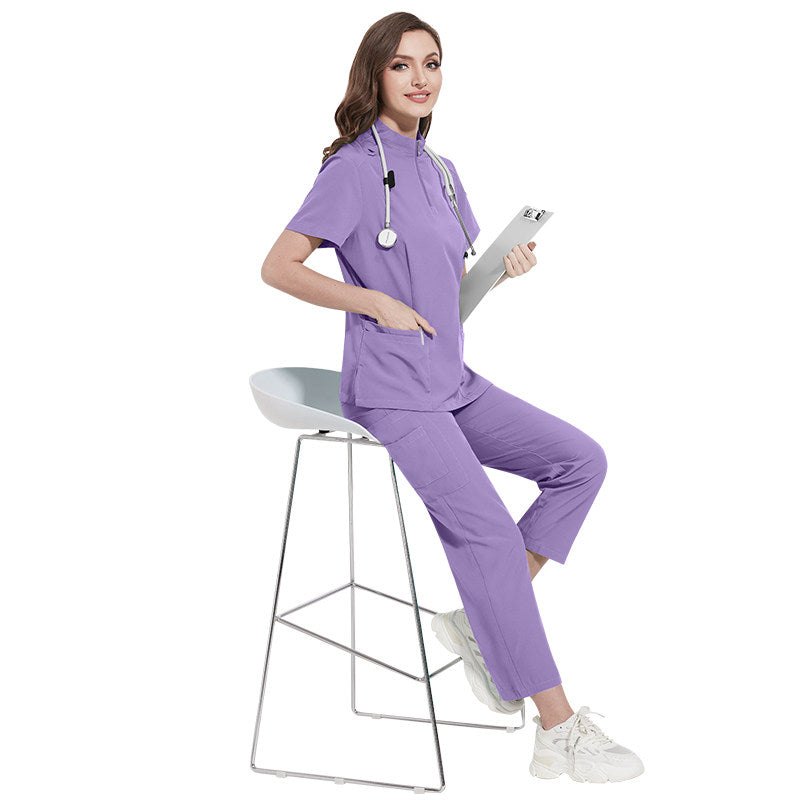 Nian Qing stand-up collar zipper doctor nurse work uniform surgical gown, surgical gown, hand gown, operating room fashion sense