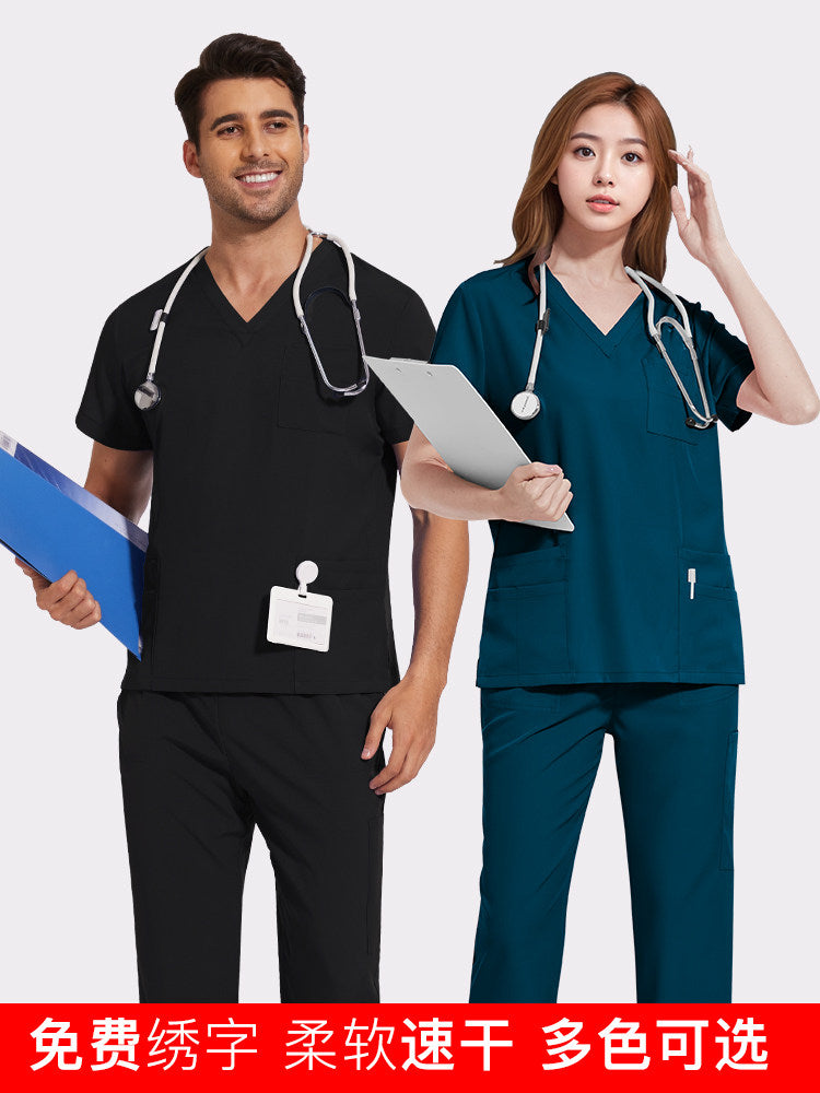 Hand washing clothes for men and women, lightweight, comfortable, breathable, casual V-neck doctor and nurse overalls, multi-color and layerable