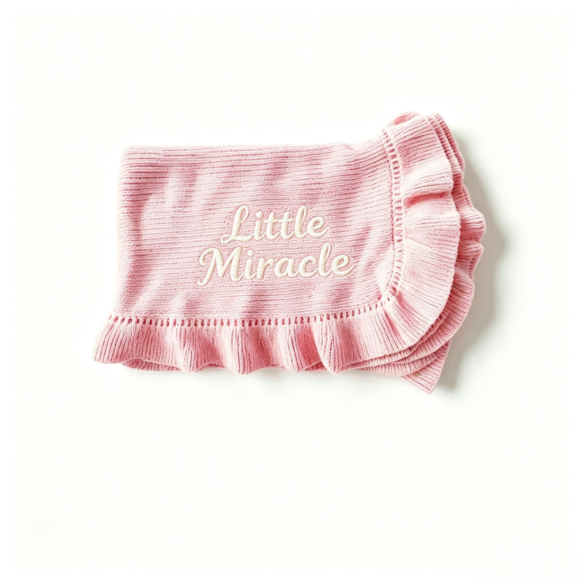 Pink knit baby blanket, plain color option