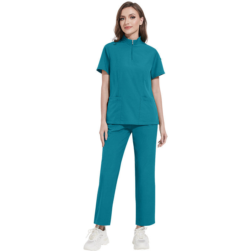 Nian Qing stand-up collar zipper doctor nurse work uniform surgical gown, surgical gown, hand gown, operating room fashion sense