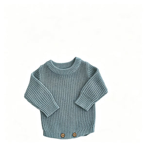 Gray Blue – Classic Hem knit baby romper