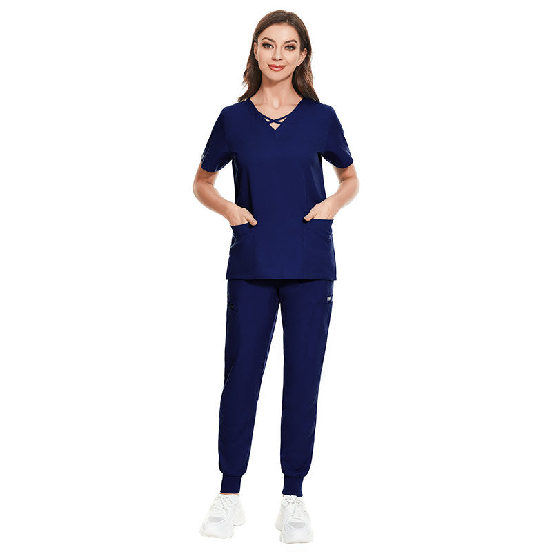 Hospital operating room surgical gown set, women's slim-fit nurse uniform, elastic quick-dry hand sanitizer, beauty salon work uniform