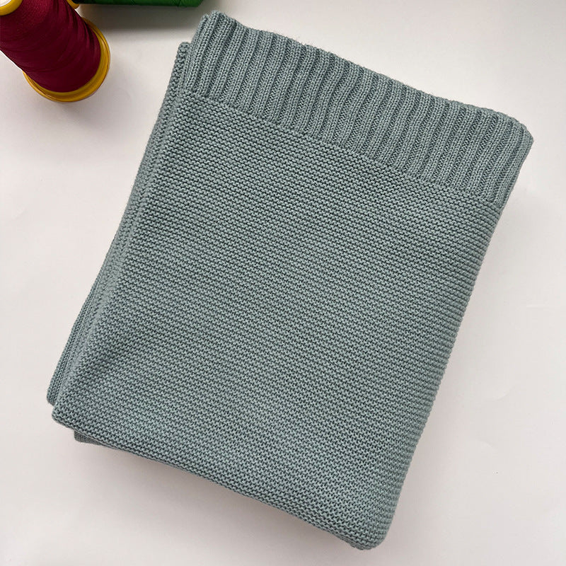 Gray Blue knit baby blanket, plain color option