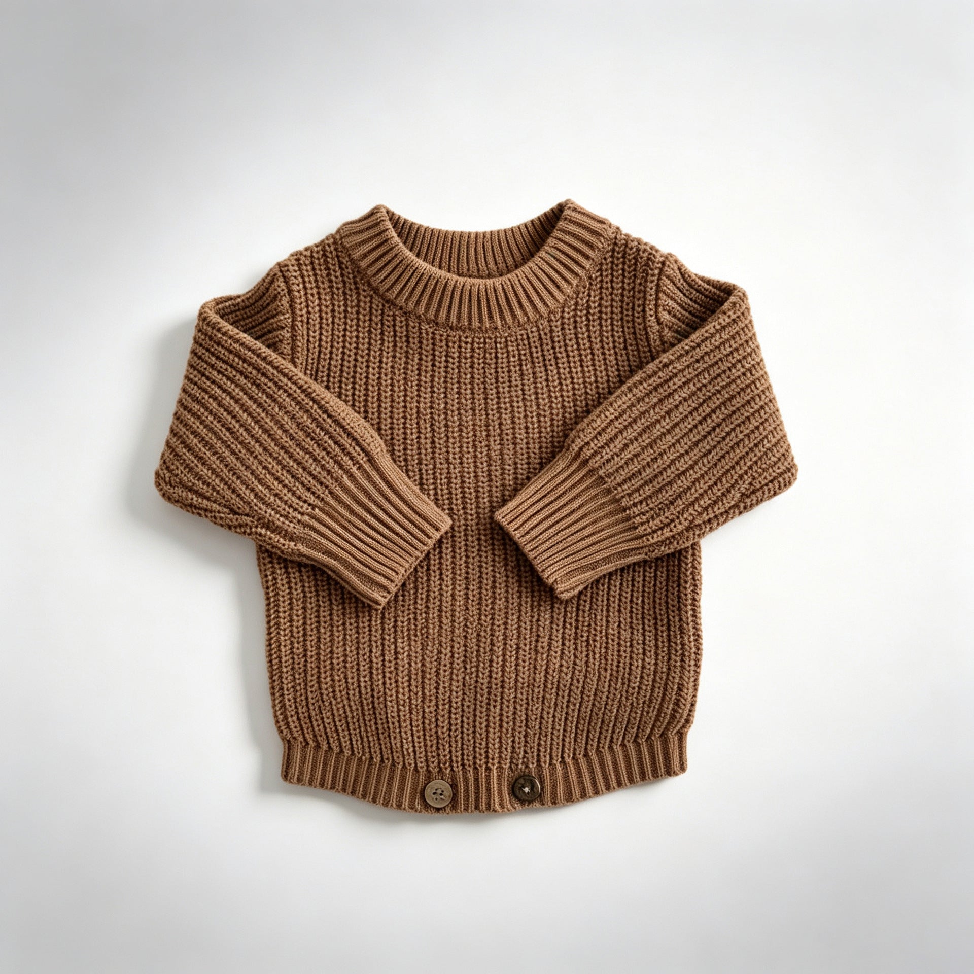 Khaki – Classic Hem knit baby romper