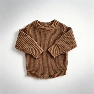 Khaki – Classic Hem knit baby romper