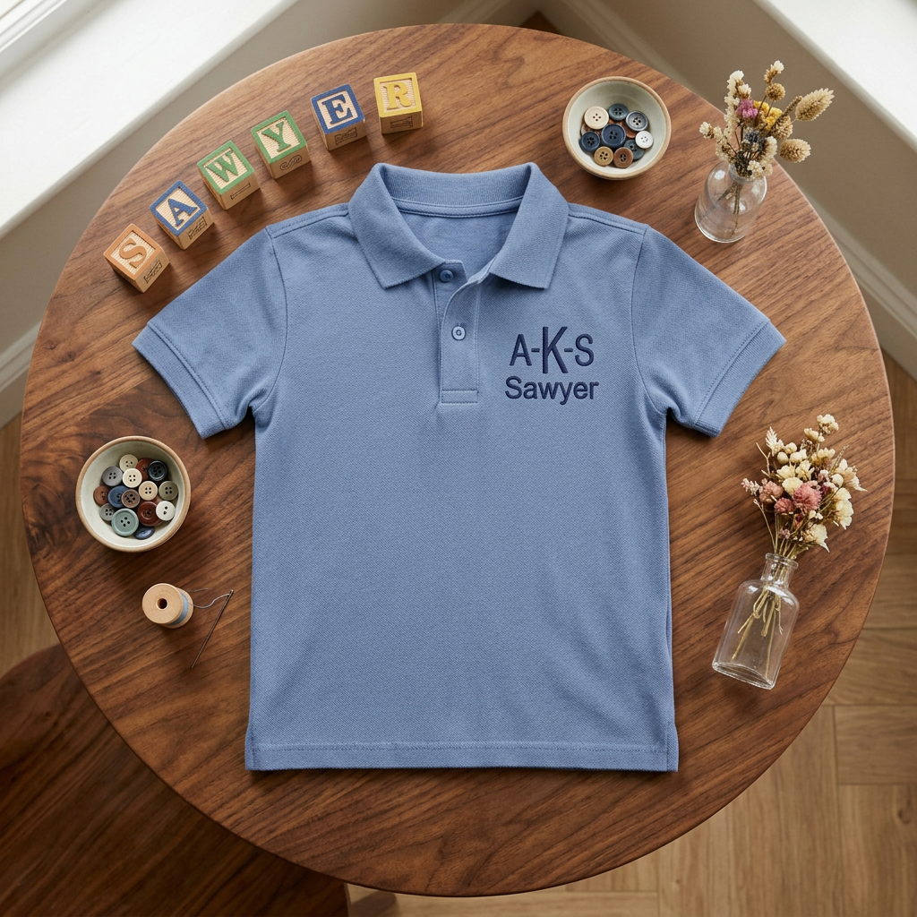 Monogram and Name Youth Embroidered Polo | Personalized Initials Back to School Kids Polo