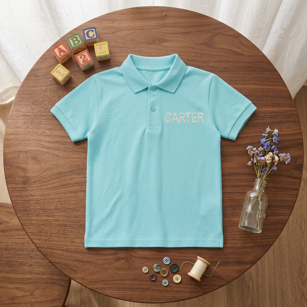 Classic Name Youth Embroidered Polo | Personalized Left Chest Back to School Kids Polo