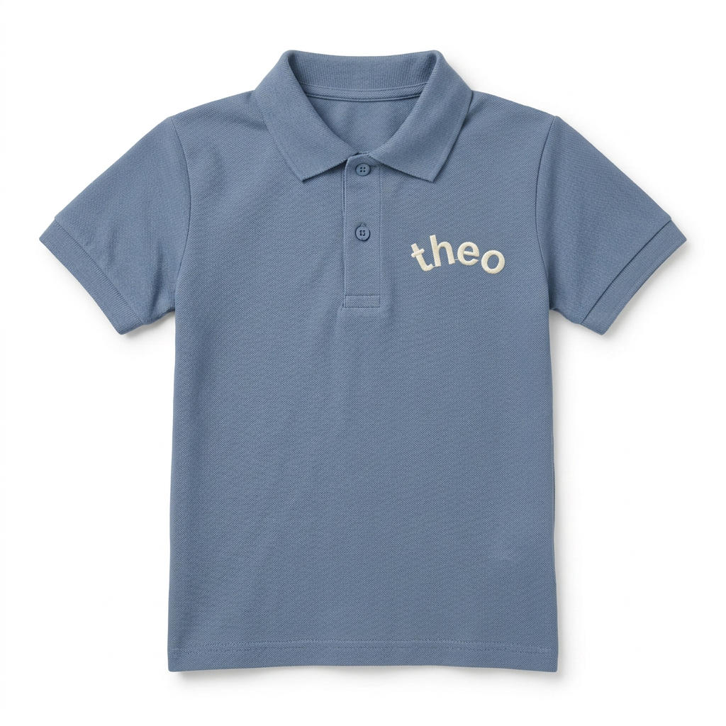 Lowercase Name Youth Embroidered Polo | Personalized Minimal Back to School Kids Polo