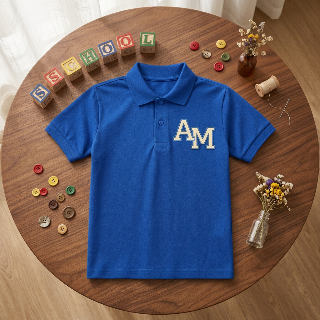 Varsity Initials Youth Embroidered Polo | Personalized Monogram Back to School Kids Polo