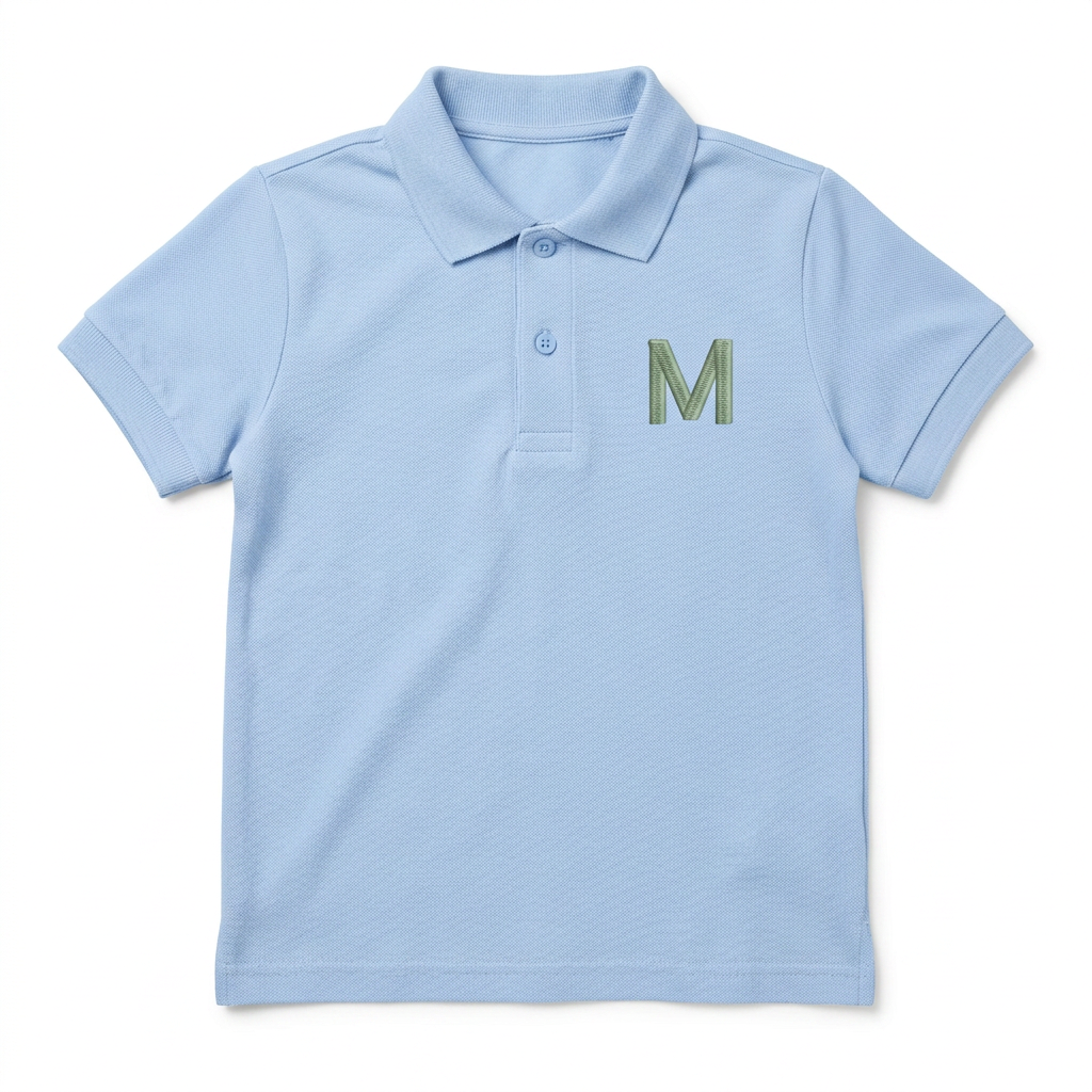 Single Initial Youth Embroidered Polo | Personalized Monogram Back to School Kids Polo