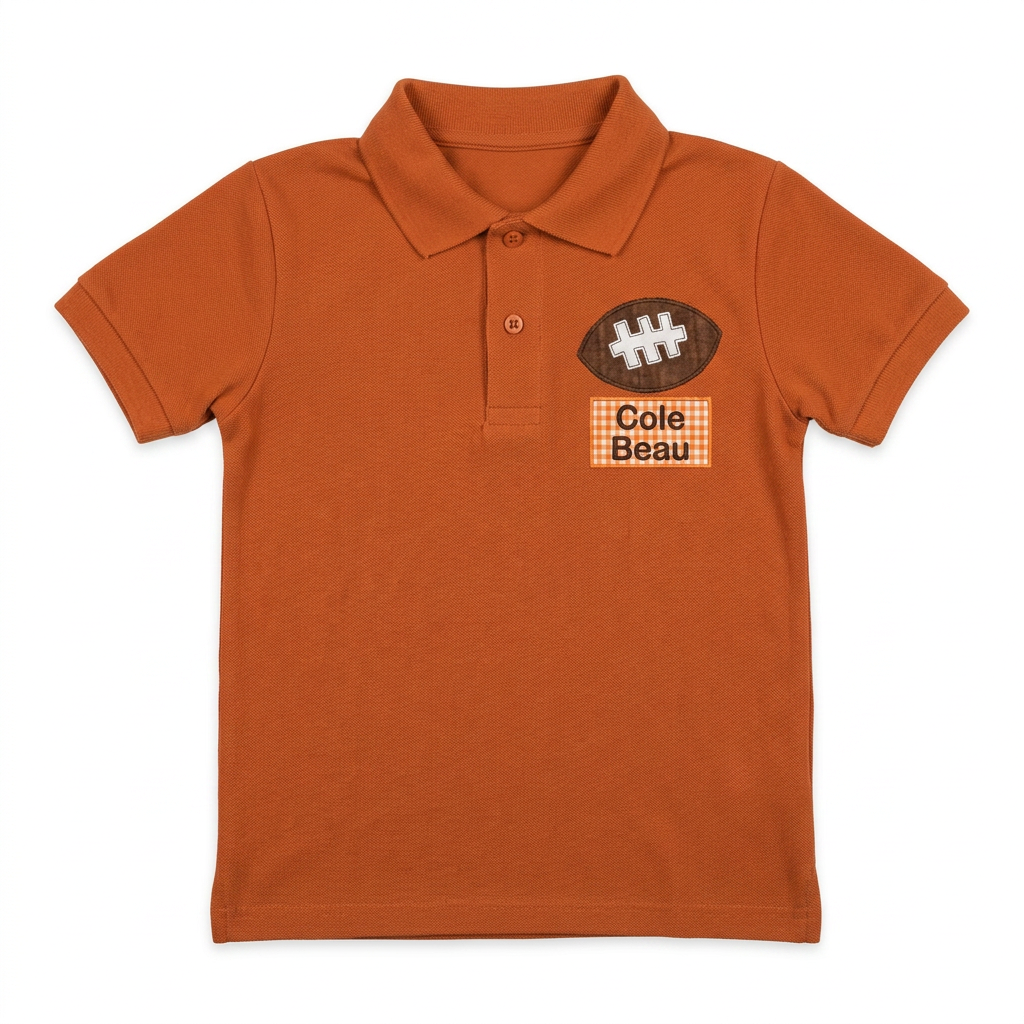 Football Patch Youth Embroidered Polo | Personalized Name Back to School Boys Polo