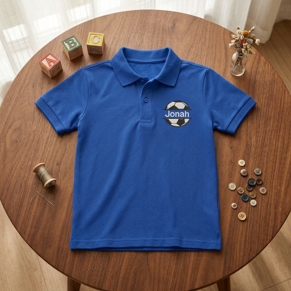 Soccer Ball Youth Embroidered Polo | Personalized Name Back to School Kids Sports Polo