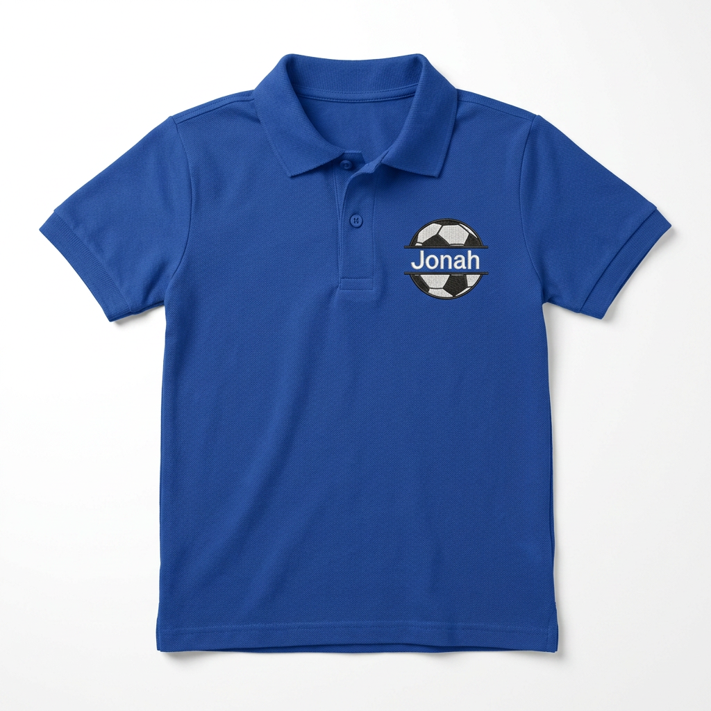 Soccer Ball Youth Embroidered Polo | Personalized Name Back to School Kids Sports Polo