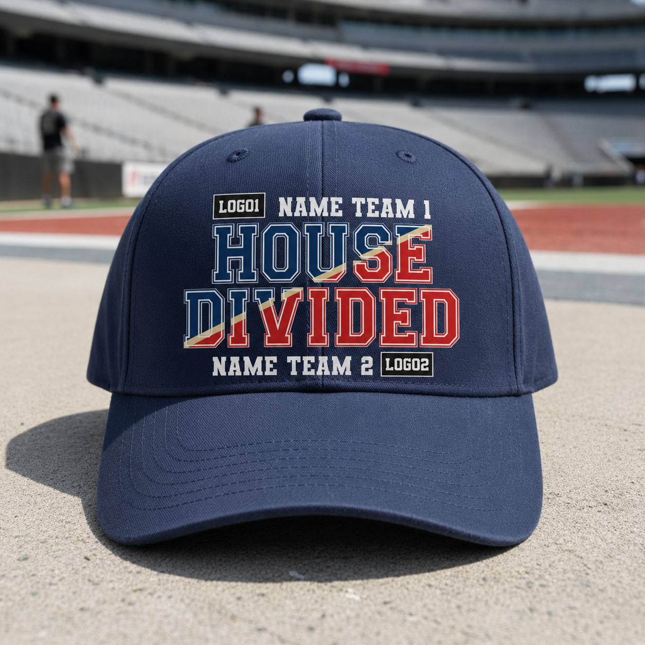 Personalized House Divided Cap | Custom Two-Team Name & Logo Printed Sports Hat