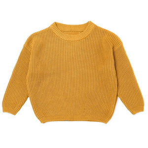 Beige chunky knit kids sweater, plain color option
