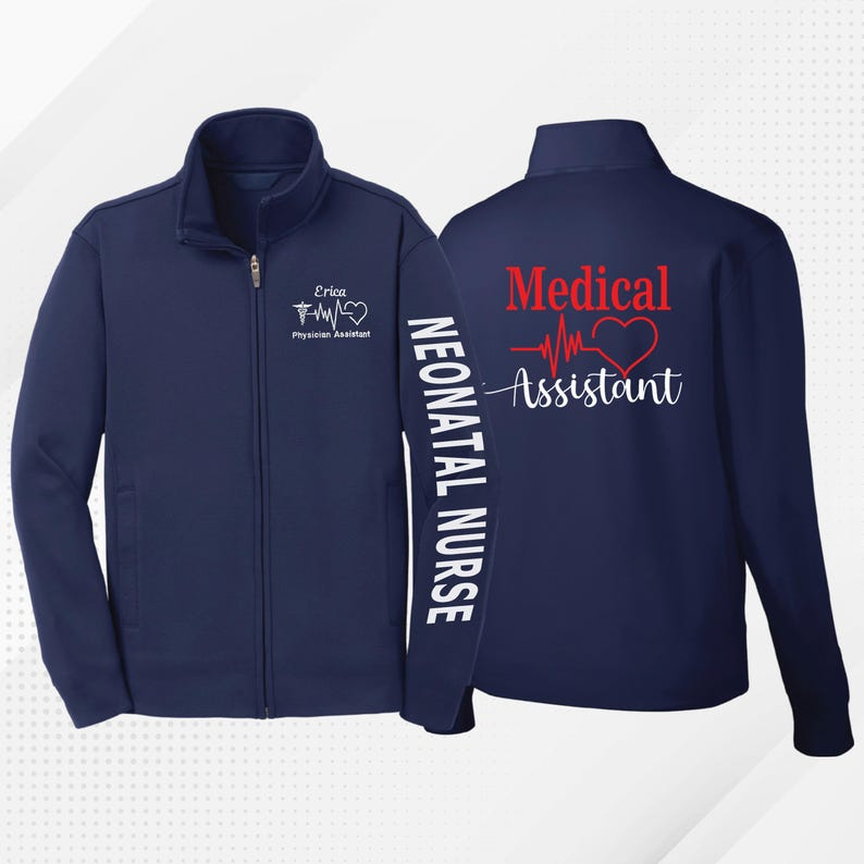 Fully Customized Medical Fleece Jacket for Nurses & Healthcare Workers | Personalized RN Zip-Up